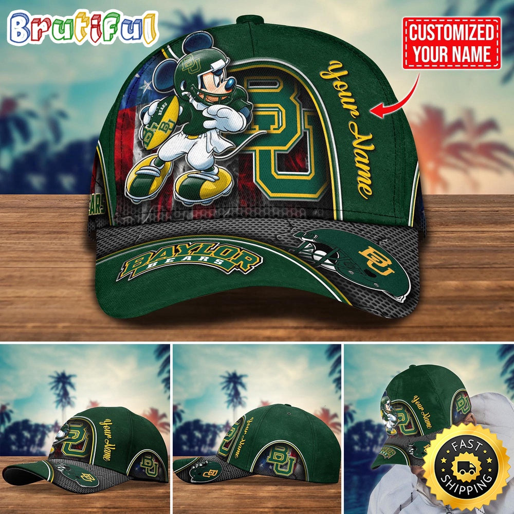 NCAA Baylor Bears Baseball Cap Mickey Mouse Custom Cap For Fans