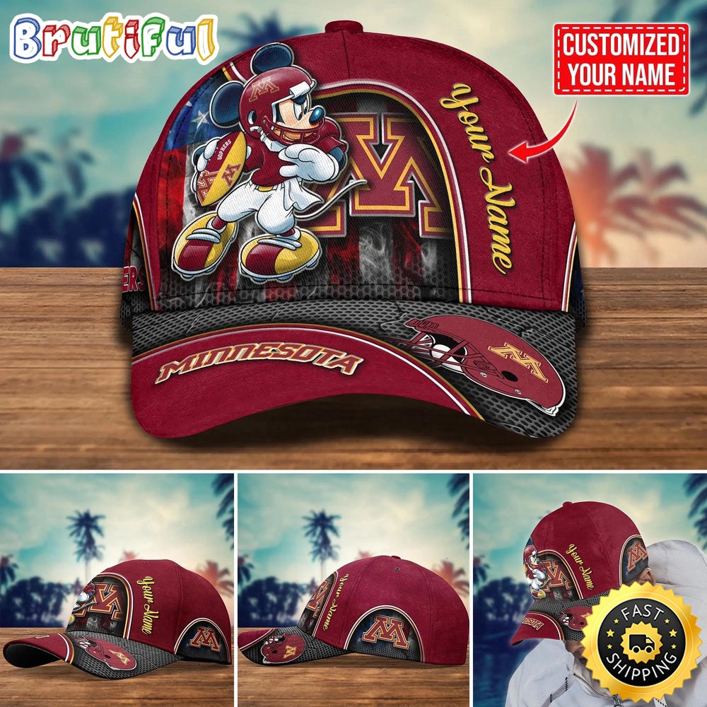 NCAA Minnesota Golden Gophers Baseball Cap Mickey Mouse Custom Cap For Fans
