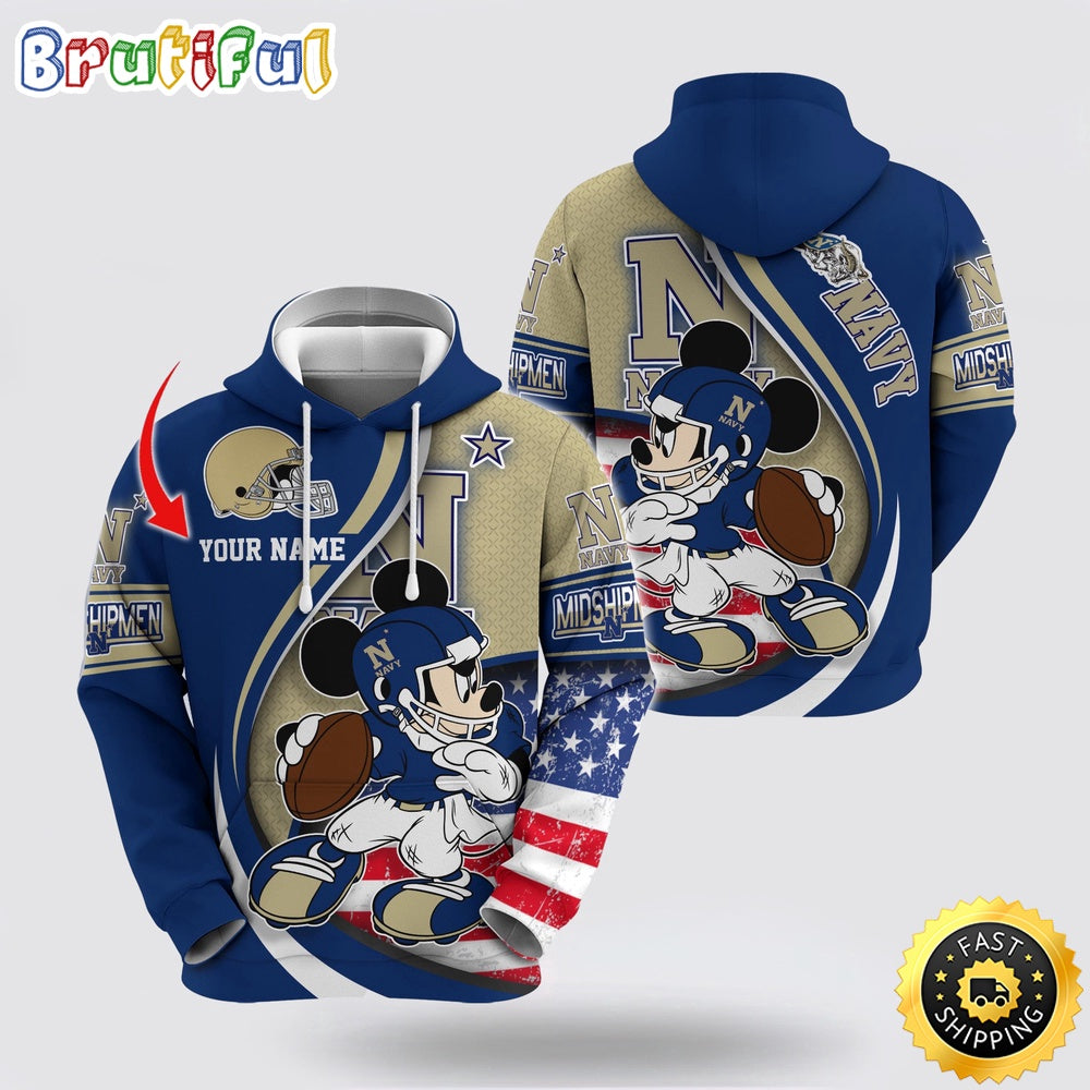 NCAA Navy Midshipmen Hoodie Mickey Mouse 100 Year Anniversary