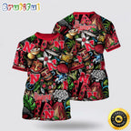 NCAA Nebraska Cornhuskers Hawaiian Flower All Over Print 3D T Shirt Show Your Support For Your Team