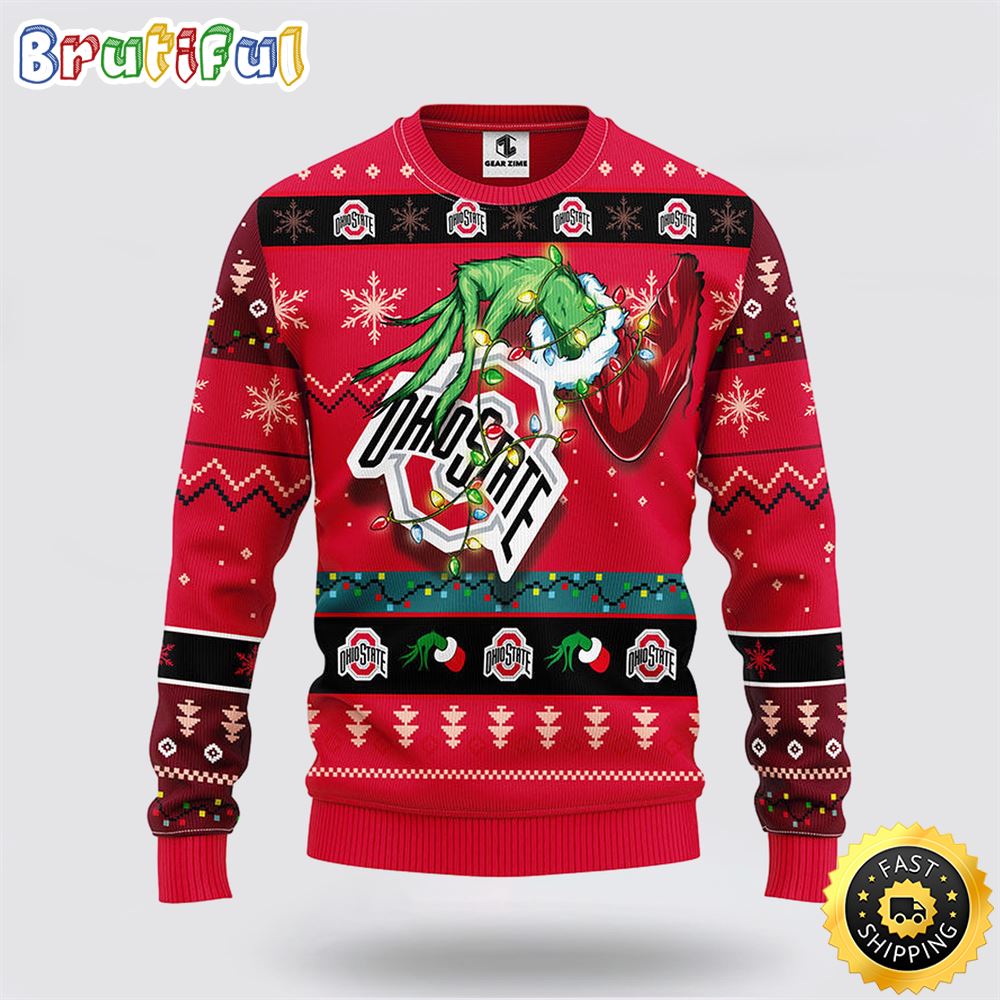 NCAA Ohio State Buckeyes Ugly Sweater Grinch Ugly Christmas Sweater