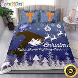NCAA Tennessee Volunteers Bedding Sets Santa Claus Sleigh And Reindeer Christmas Bedding Sets Quilt Bedding Sets