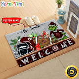 NCAA Texas A&ampM Aggies Doormat Grinch Christmas Welcome Custom Name Football Doormat