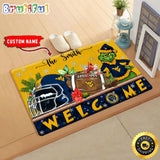 NCAA West Virginia Mountaineers Doormat Grinch Christmas Welcome Custom Name Football Doormat