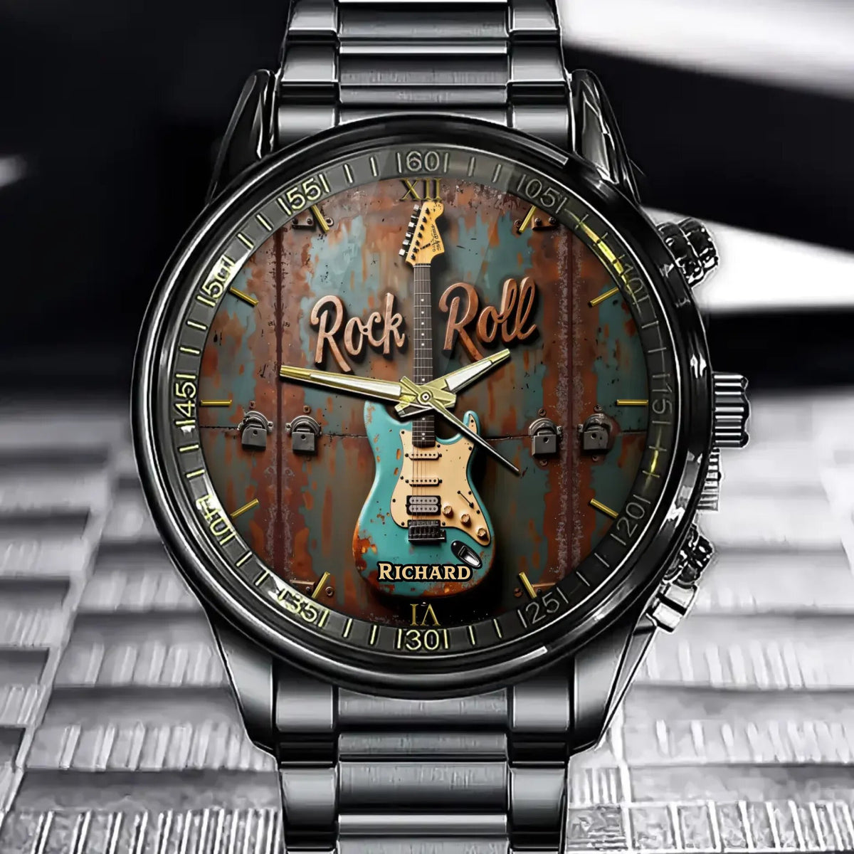 NEW Personalized Rock Roll Vibes Guitar Watch