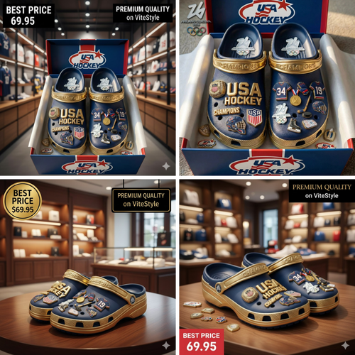 NEW USA Hockey Olympic Gold Champions Croc with Charms