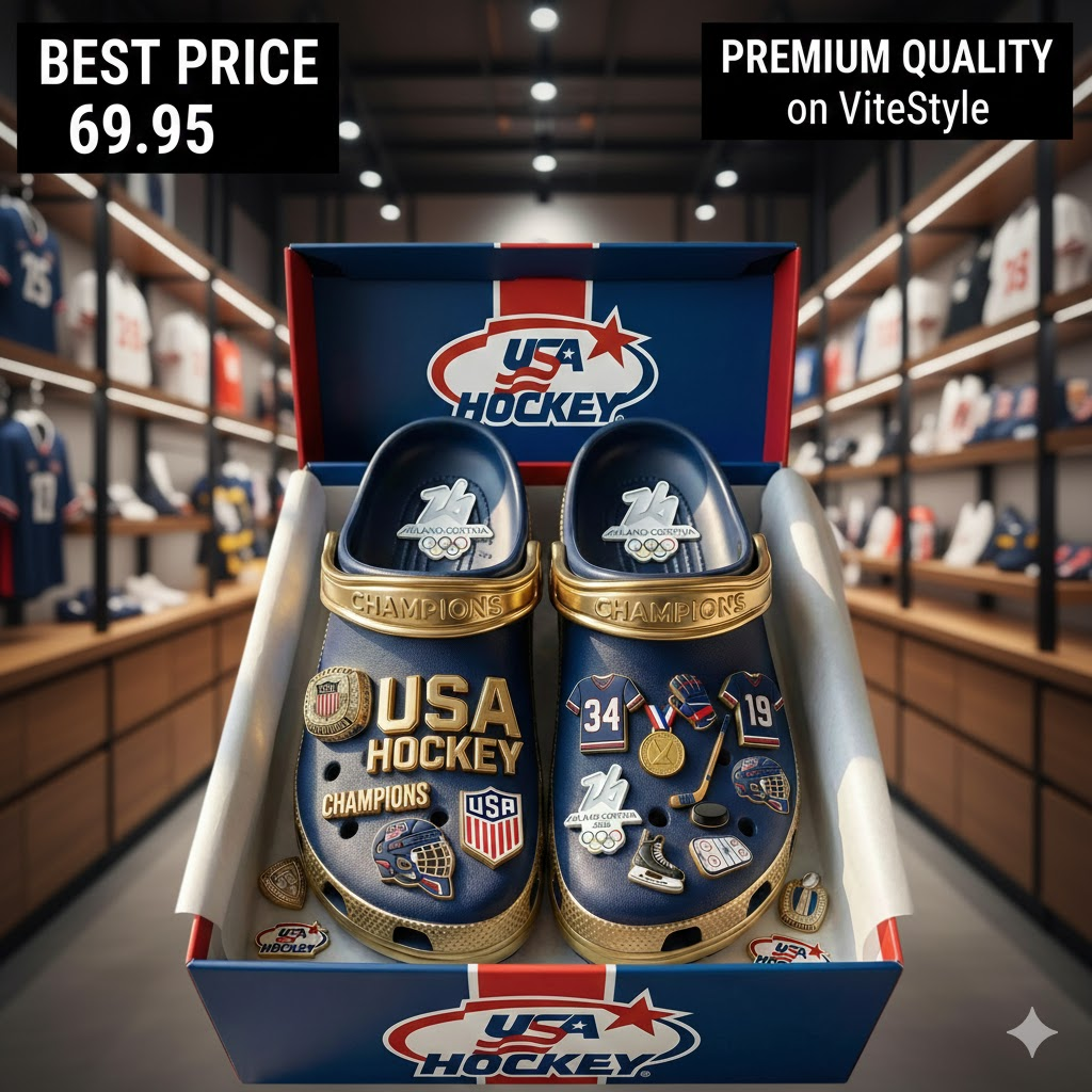 NEW USA Hockey Olympic Gold Champions Croc with Charms