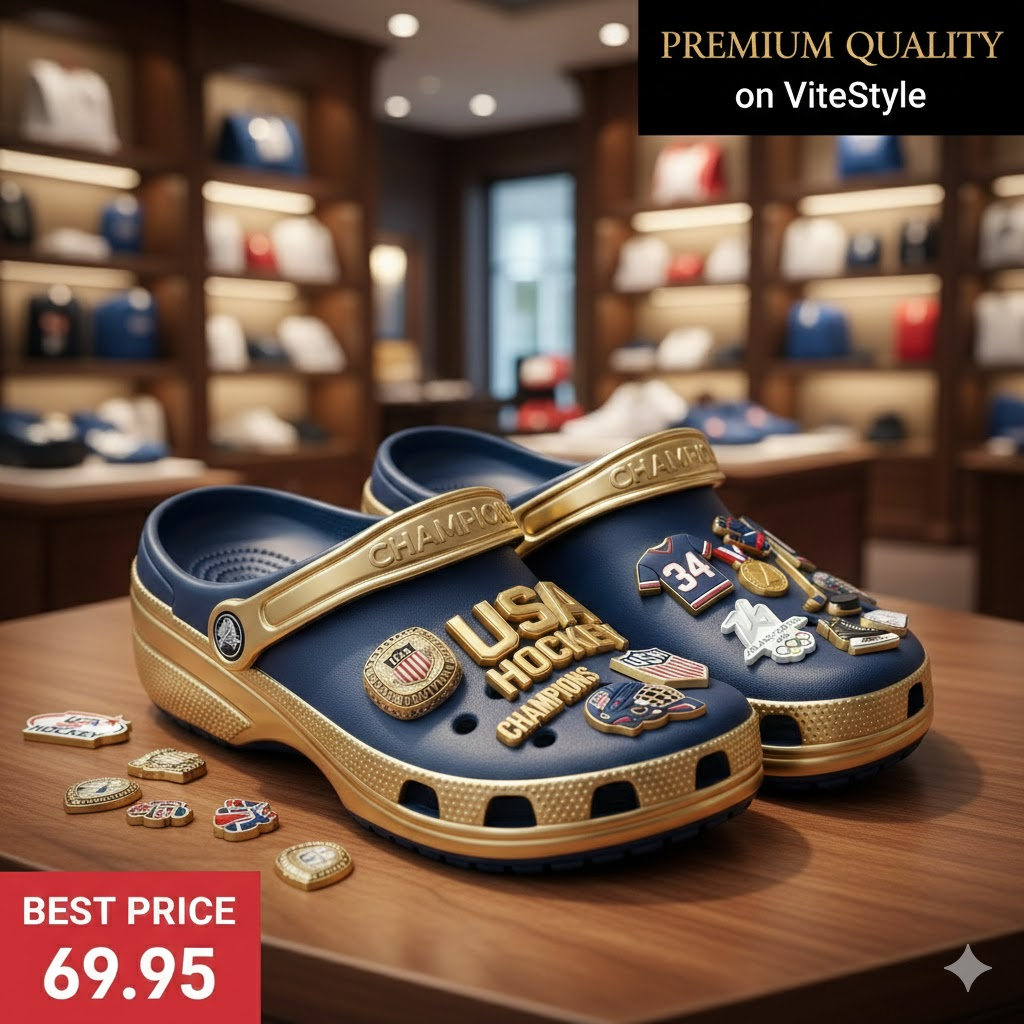 NEW USA Hockey Olympic Gold Champions Croc with Charms