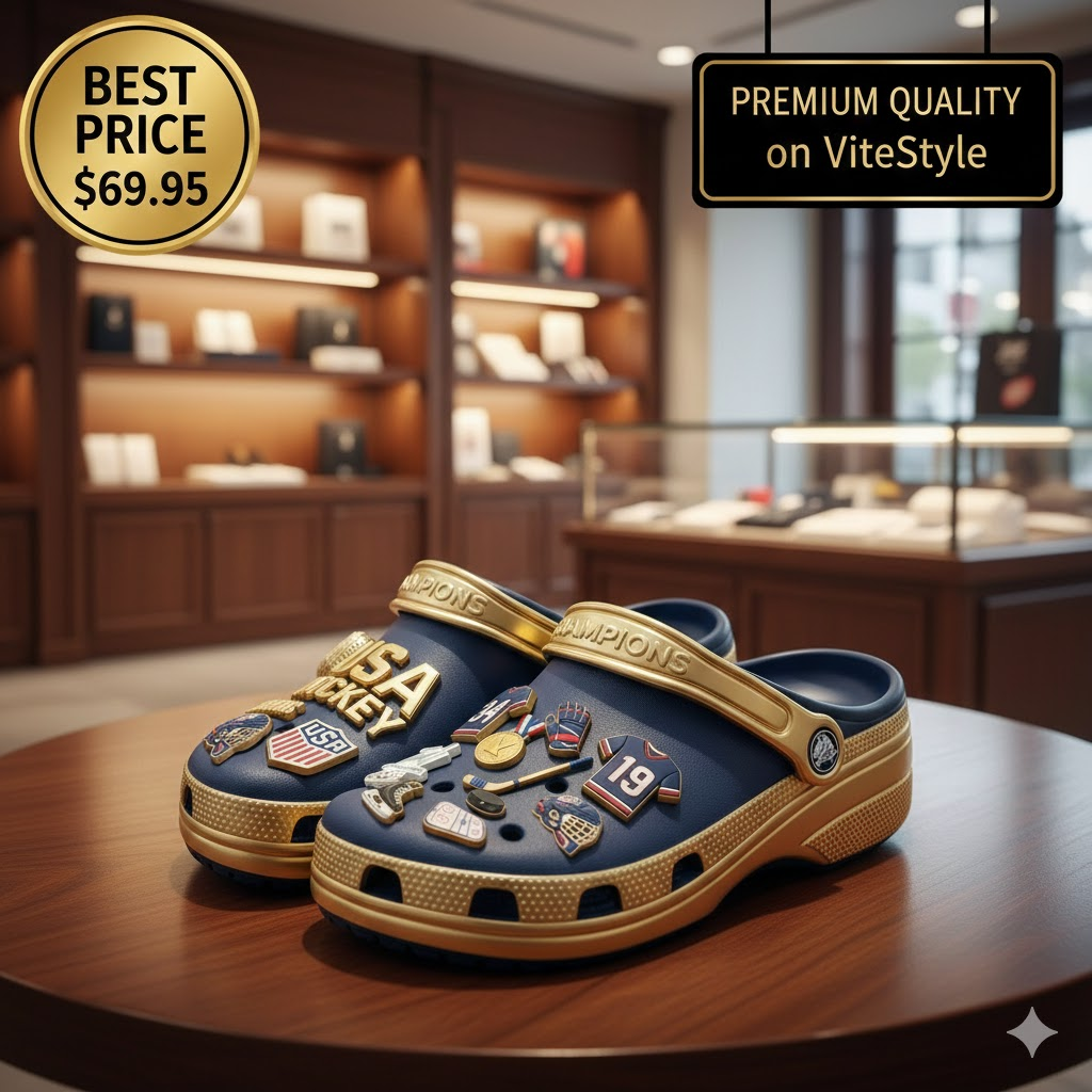 NEW USA Hockey Olympic Gold Champions Croc with Charms