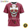 NFL Arizona Cardinals All Over Print 3D T Shirt Specialized Kits For Dia De Muertos Show Your Team Spirit