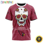 NFL Arizona Cardinals All Over Print 3D T Shirt Specialized Kits For Dia De Muertos Show Your Team Spirit