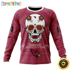 NFL Arizona Cardinals Crewneck Sweatshirt Specialized Kits For Dia De Muertos Show Your Team Spirit