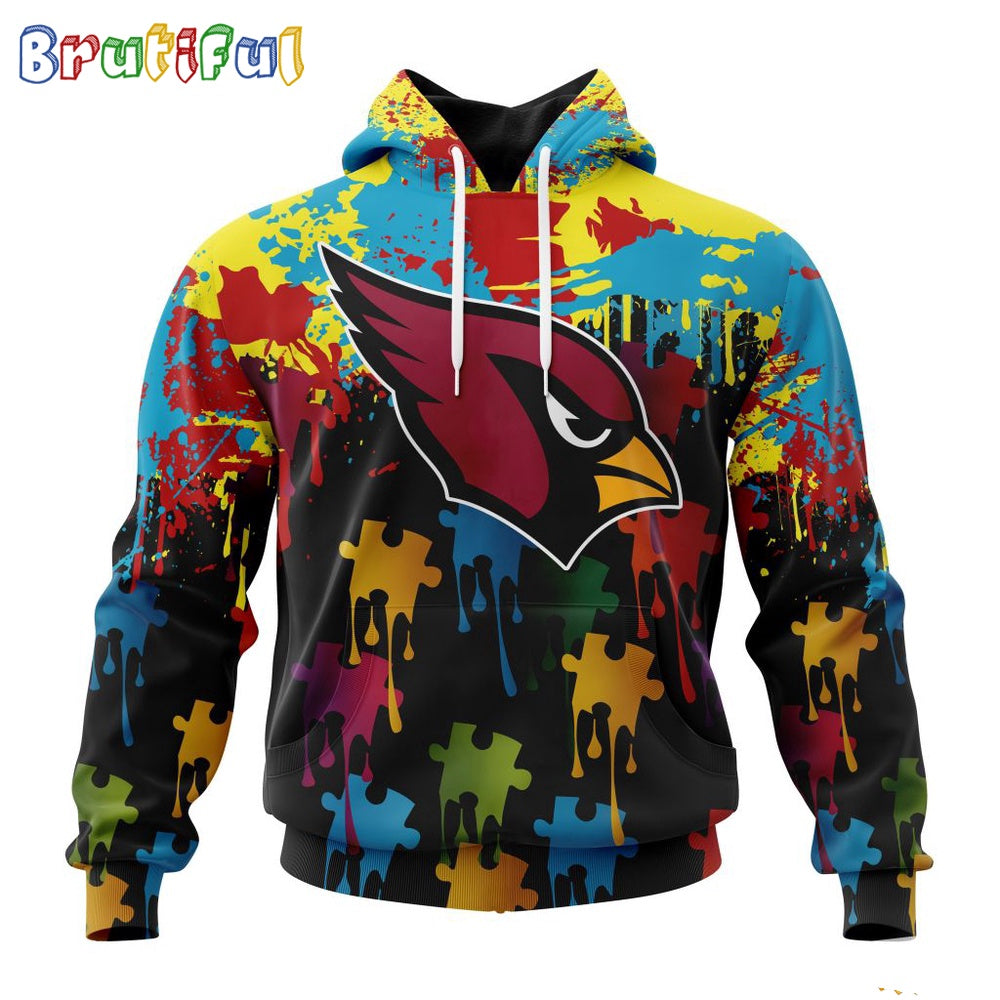 NFL Arizona Cardinals Hoodie Special Autism Awareness Design Football Hoodie
