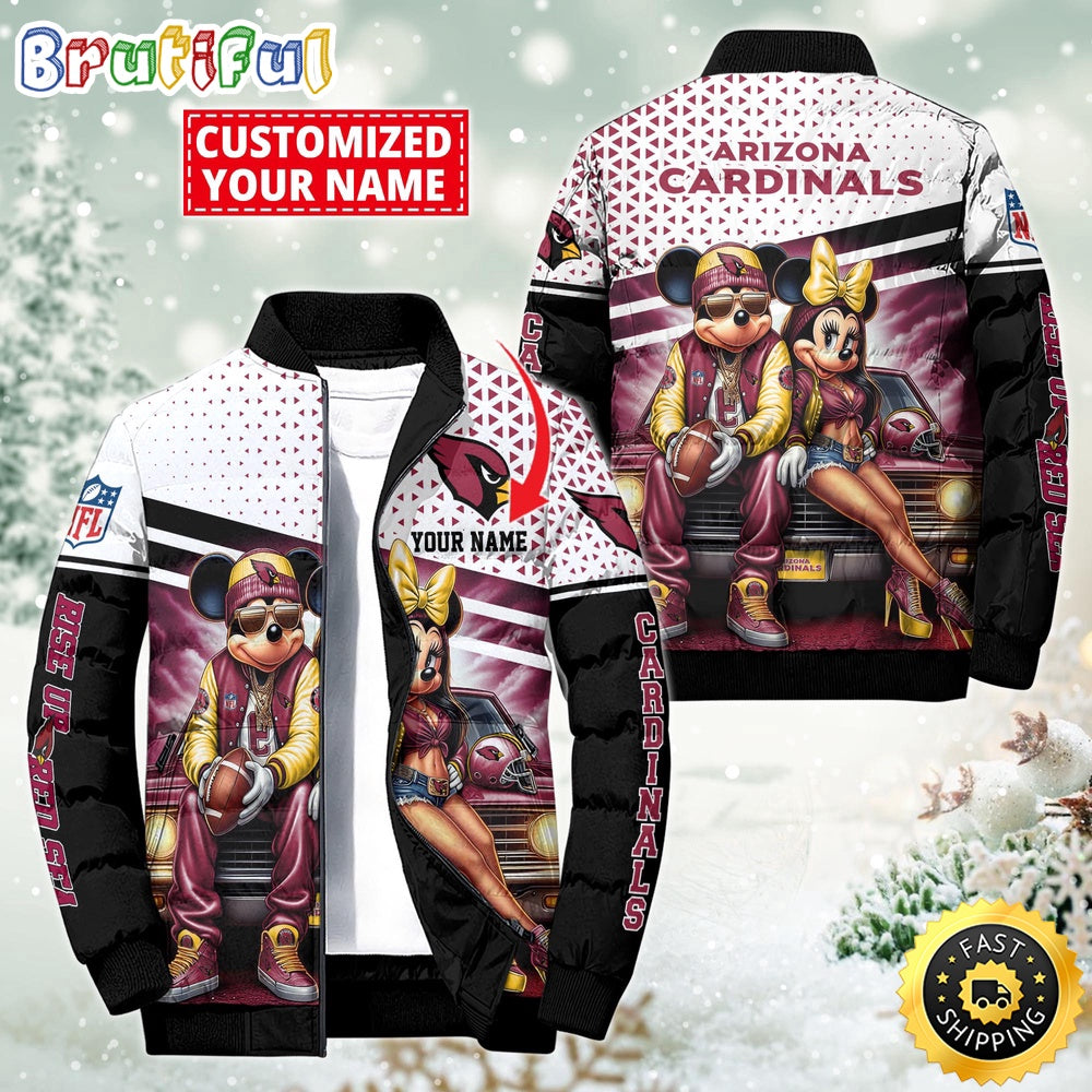 NFL Arizona Cardinals Puffer Jacket Mickey Minnie Jacket