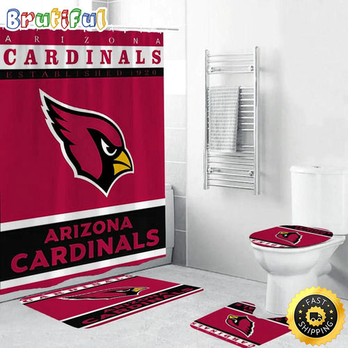 NFL Arizona Cardinals Shower Curtain Football Bathroom Mat Set and Shower Curtain