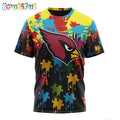 NFL Arizona Cardinals T-Shirt Special Autism Awareness Design Football T-Shirt