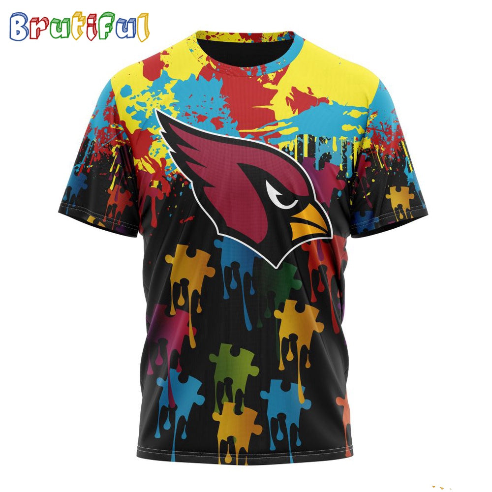 NFL Arizona Cardinals T-Shirt Special Autism Awareness Design Football T-Shirt