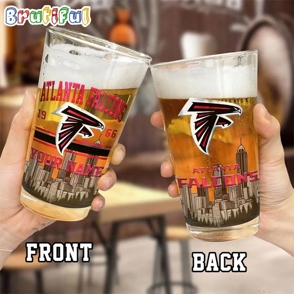 NFL Atlanta Falcons Beer Glass Cup 16oz, Custom Football Glass Cup