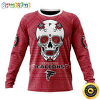 NFL Atlanta Falcons Crewneck Sweatshirt Specialized Kits For Dia De Muertos Show Your Team Spirit
