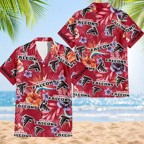 NFL Atlanta Falcons Football Team Flower Summer Design Hawaiian Button Shirt
