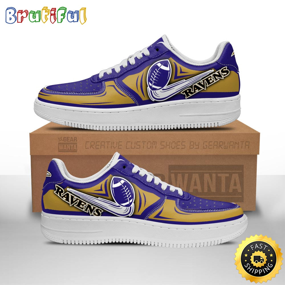 NFL Baltimore Ravens Air Force 1 Shoes Football Sneaker Shoes