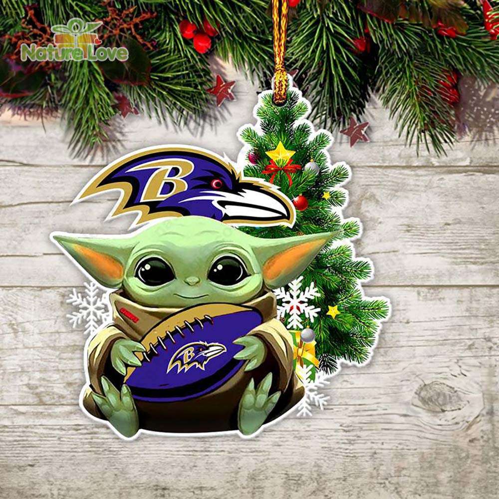 NFL Baltimore Ravens Baby Yoda Christmas Ornament Xmas Tree Decoration