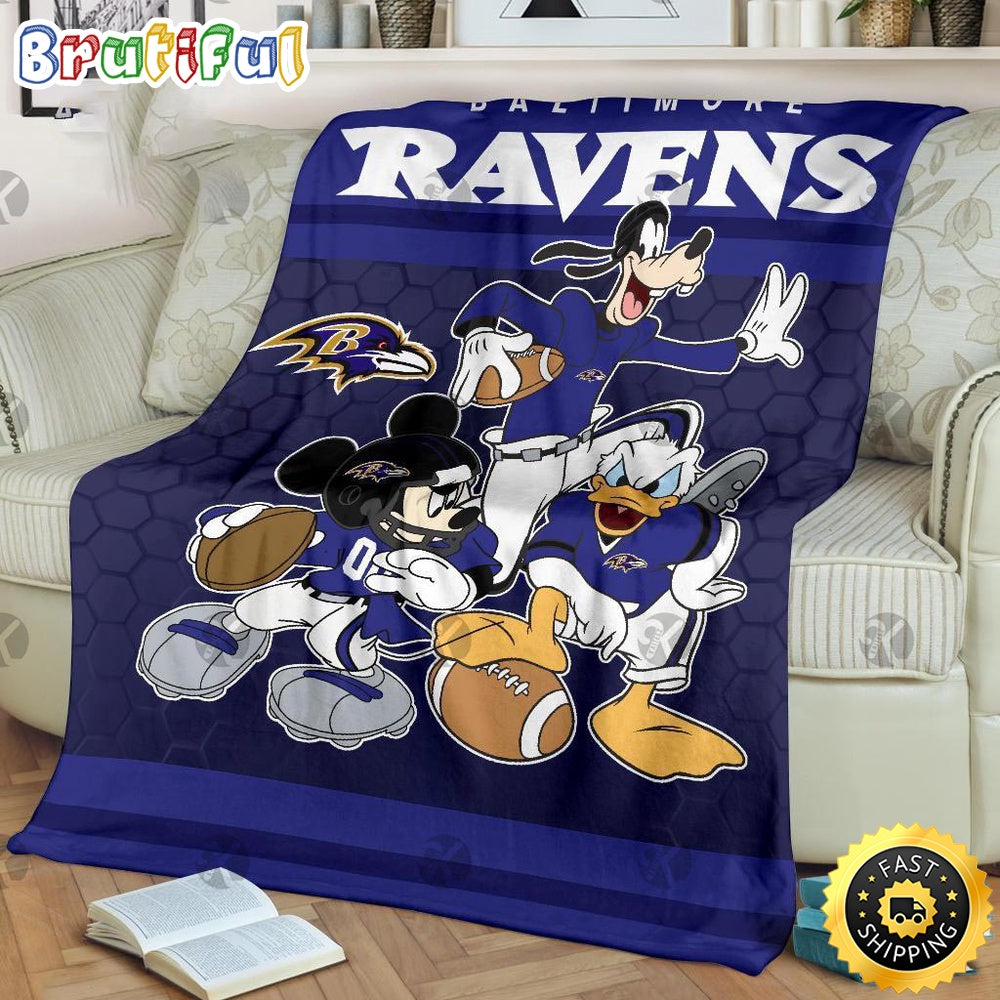 NFL Baltimore Ravens Blanket Mickey Mouse Blanket