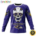 NFL Baltimore Ravens Crewneck Sweatshirt Specialized Kits For Dia De Muertos Show Your Team Spirit