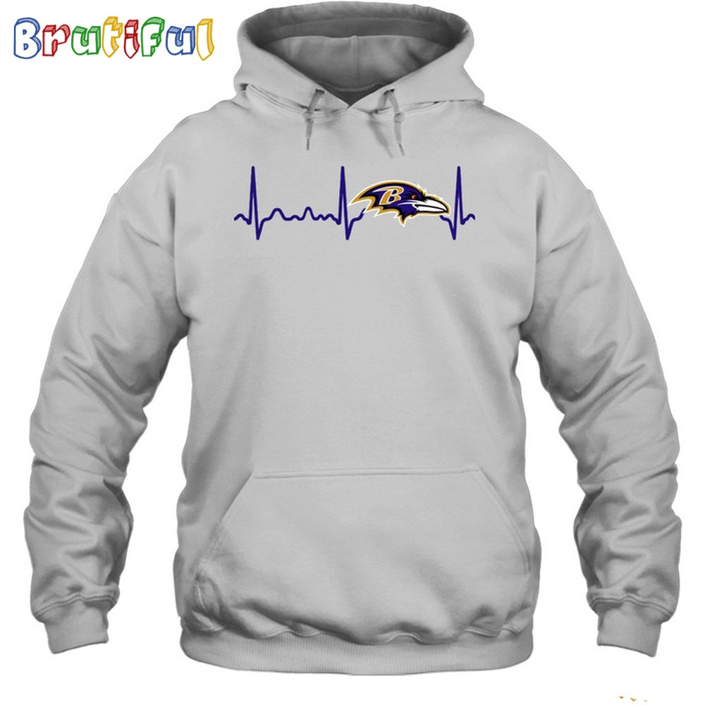 NFL Baltimore Ravens Heartbeat Hoodie Unisex Football T-Shirt Hoodie