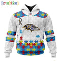 NFL Baltimore Ravens Hoodie Special Autism Awareness Design 3D Hoodie