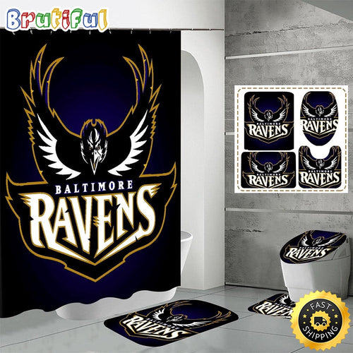 NFL Baltimore Ravens Shower Curtain Modern Bath Curtains