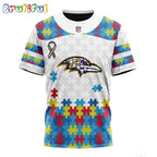 NFL Baltimore Ravens T-Shirt Special Autism Awareness Design 3D T-Shirt