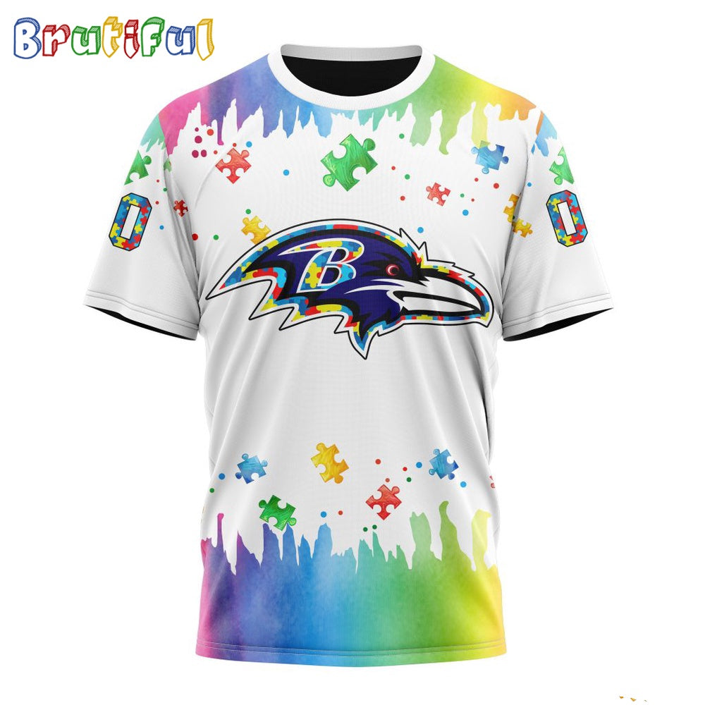 NFL Baltimore Ravens T-Shirt Special Autism Awareness Design All Over Print T-Shirt
