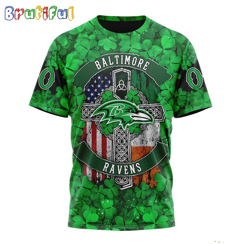 NFL Baltimore Ravens T-Shirt Special Design 3D T-Shirt St Patrick Day