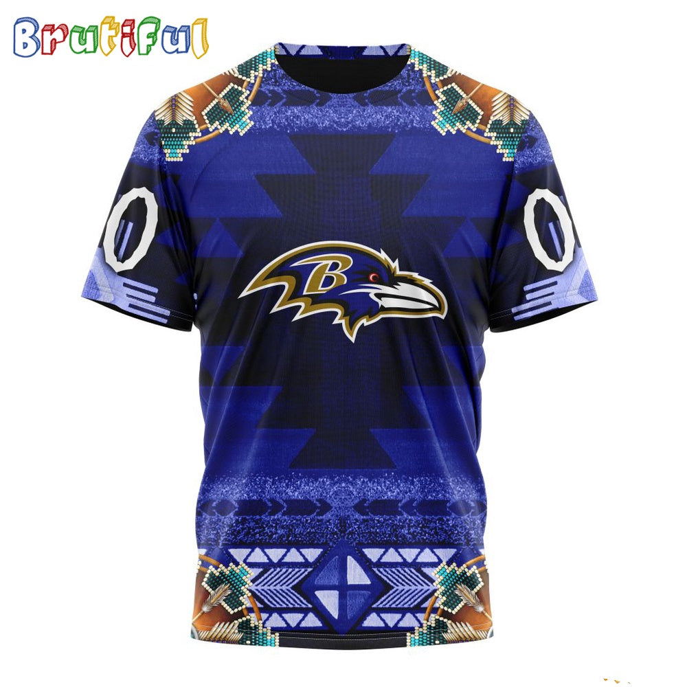 NFL Baltimore Ravens T-Shirt Special Native Costume Design T-Shirt
