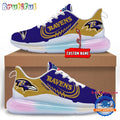 NFL Baltimore Ravens Women’s Rainbow Atmospheric Cushion Running Shoes, Football Women’s Shoes