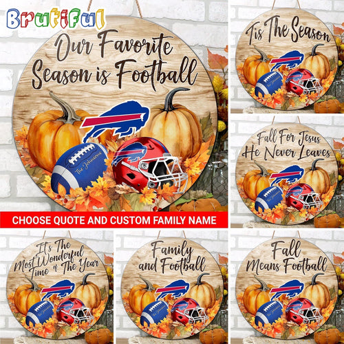 NFL Buffalo Bills Pumpkin Custom Wooden Sign, Sport Football Home Decorations