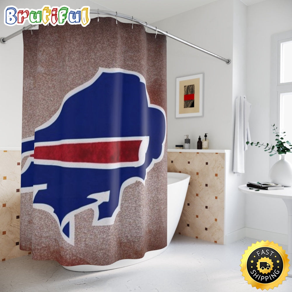 NFL Buffalo Bills Shower Curtain Sport Bathroom Mat Set and Shower Curtain