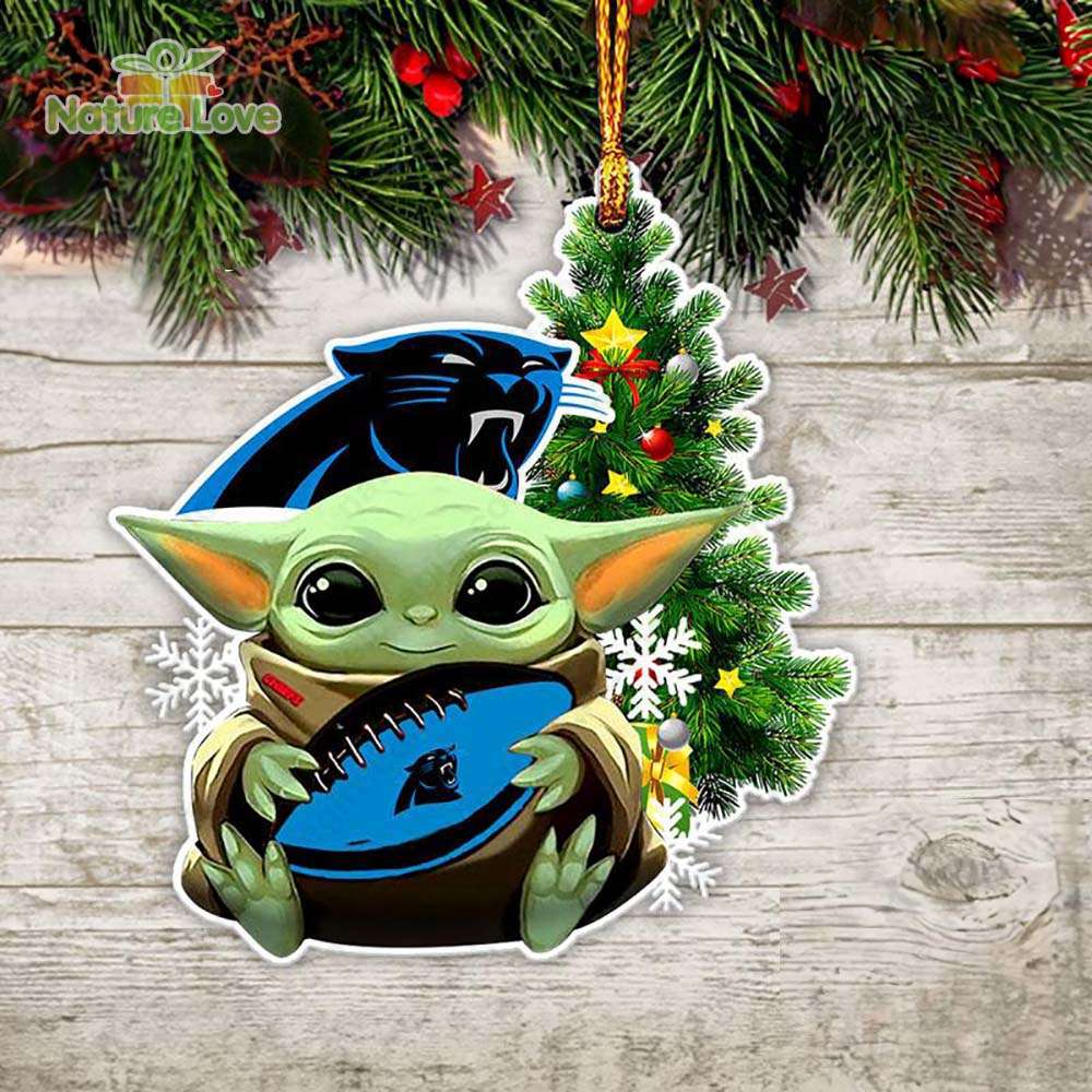 NFL Carolina Panthers Baby Yoda Christmas Ornament Xmas Tree Decoration