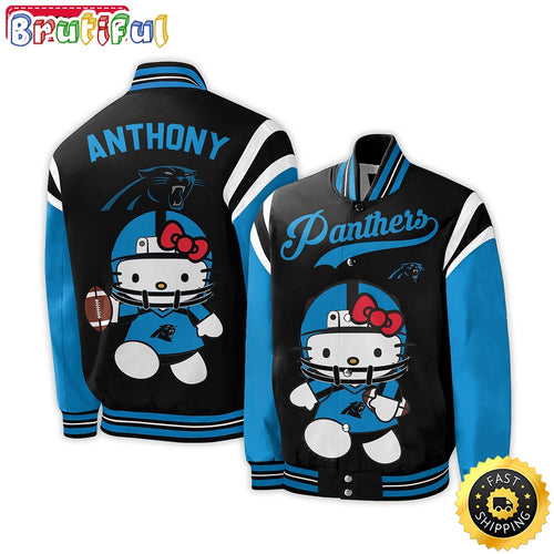 NFL Carolina Panthers Baseball Jacket Hello Kitty Personalized Baseball Jacket
