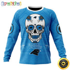 NFL Carolina Panthers Crewneck Sweatshirt Specialized Kits For Dia De Muertos Show Your Team Spirit