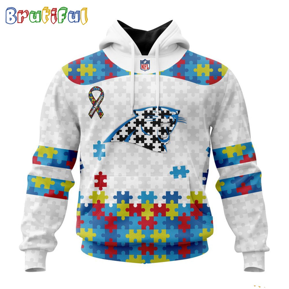 NFL Carolina Panthers Hoodie Special Autism Awareness Design 3D Hoodie