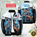 NFL Carolina Panthers Puffer Jacket Mickey Minnie Jacket