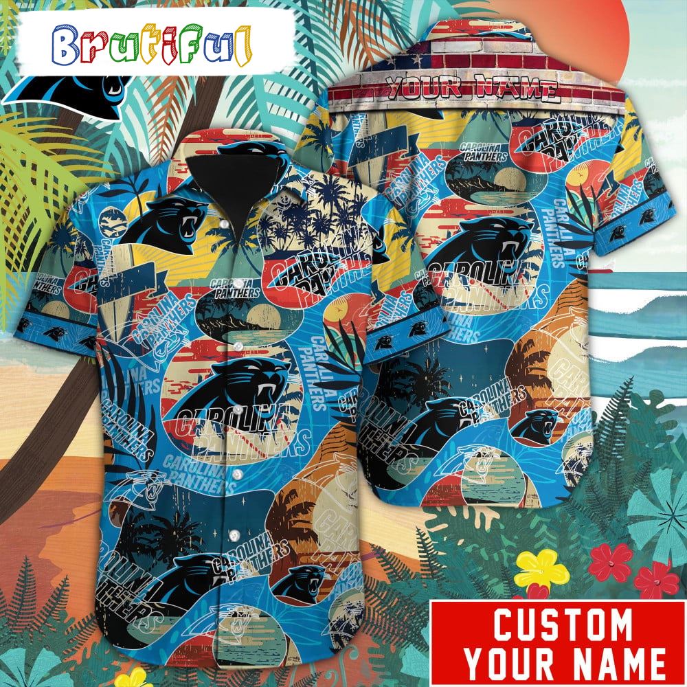NFL Carolina Panthers Retro Hawaiian Shirt Special Vintage Style Hawaiian Button Shirt