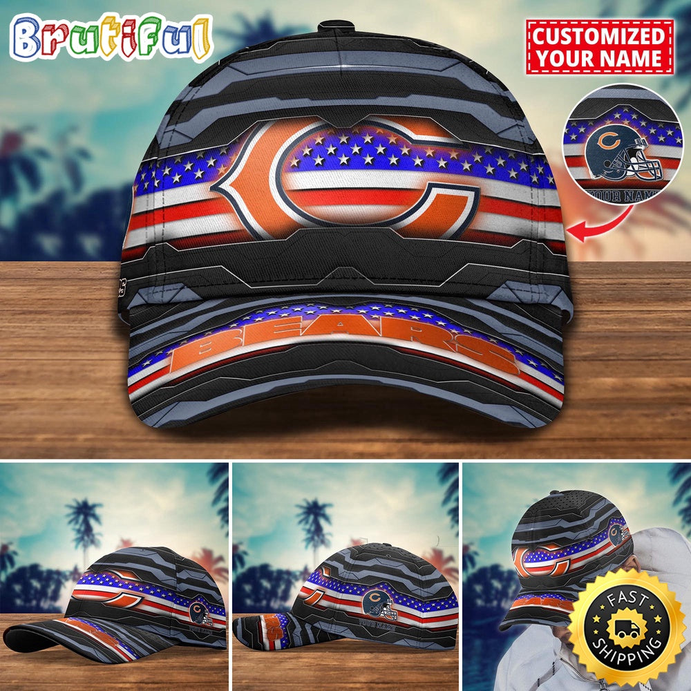 NFL Chicago Bears Baseball Cap Flag Custom Name Cap