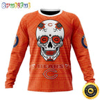 NFL Chicago Bears Crewneck Sweatshirt Specialized Kits For Dia De Muertos Show Your Team Spirit