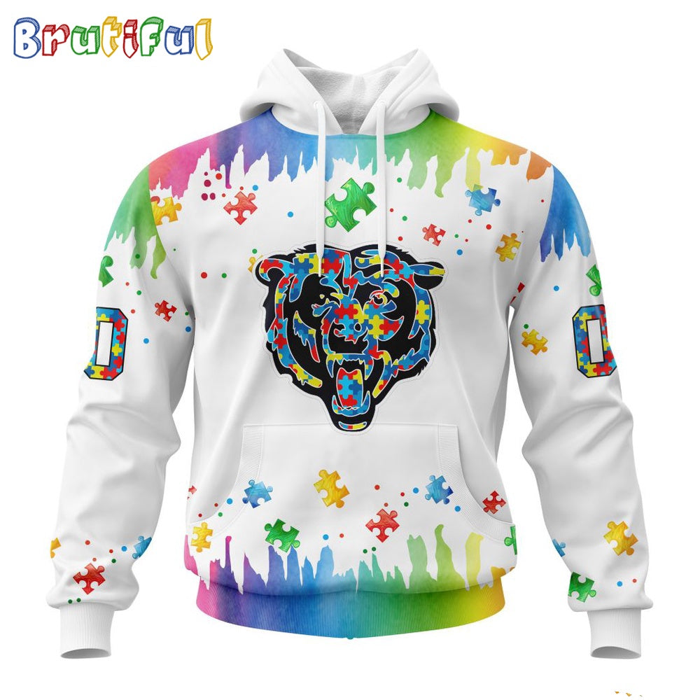 NFL Chicago Bears Hoodie Special Autism Awareness Design All Over Print Hoodie