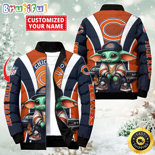NFL Chicago Bears Puffer Jacket Baby Yoda Custom Jacket
