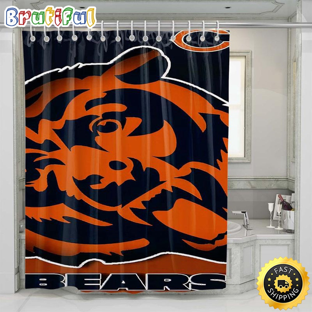 NFL Chicago Bears Shower Curtain Set Bathroom Set For Bathroom Decor