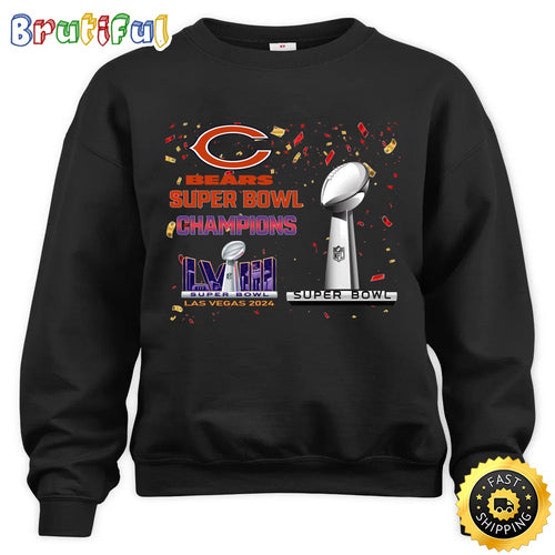 NFL Chicago Bears Sweatshirt Super Bowl LVIII 2024 Las Vegas Champions Unisex Sweatshirt